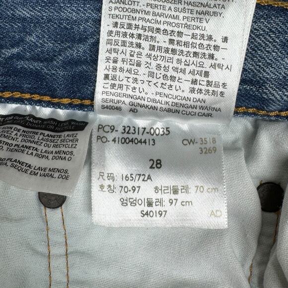 Levi's 501 High Rise Denim Shorts 28 Cut Offs Waveline Wash Distressed Jean - Picture 7 of 8